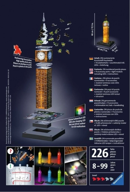 Puzzle 216 Teile 3D Big Ben Nacht