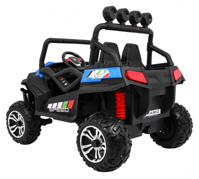 Grand Buggy Strong Lift pro Kinder Blau + Antrieb 4x4 + Fernbedienung + Gepäckträger + Radio MP3 + LED-Diode