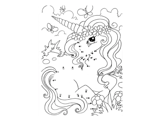 Niedliches Einhorn mit Blumenkranz