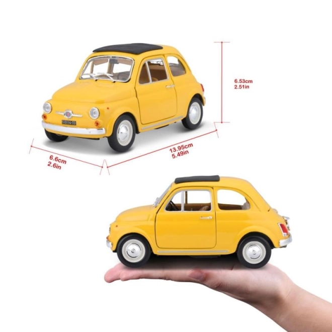 Klassischer Fiat 500 F Modellauto Gelb