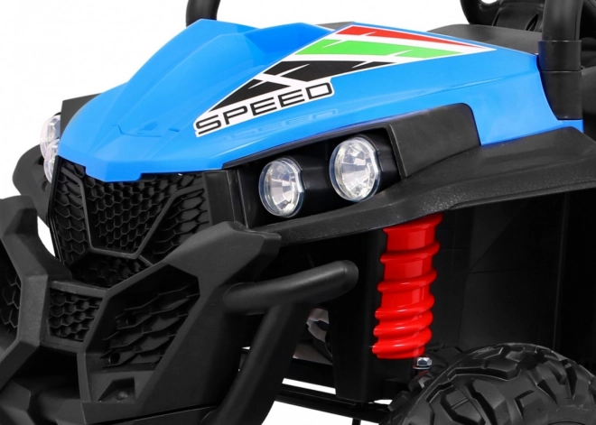 Grand Buggy Strong Lift pro Kinder Blau + Antrieb 4x4 + Fernbedienung + Gepäckträger + Radio MP3 + LED-Diode