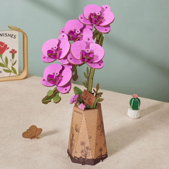 3D Holzblume Lila Orchidee