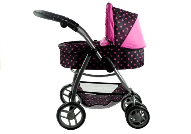 Mädchen Puppenwagen 2 in 1 Alice schwarz mit rosa Punkten