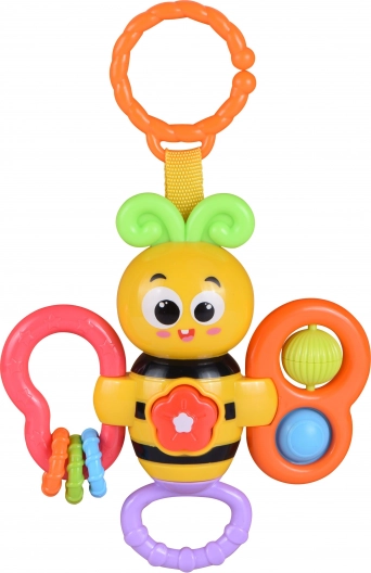 Spielende Biene mit Clip 14 cm
