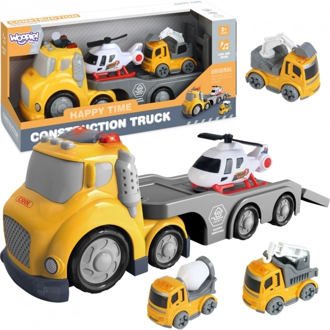 Gelbes Abschleppset WOOPIE City Truck mit Licht- und Soundeffekten