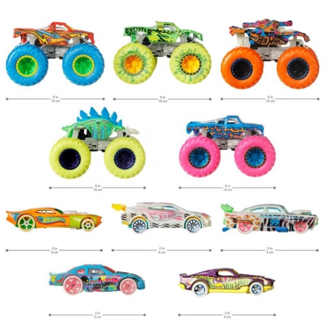 Hot Wheels Monster Trucks 1:64 leuchtend im Dunkeln 10er-Pack