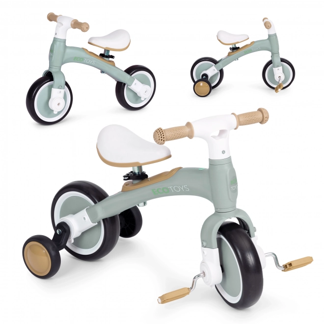 Balancefahrrad mit Pedalen - Grün 3in1 von Ecotoys