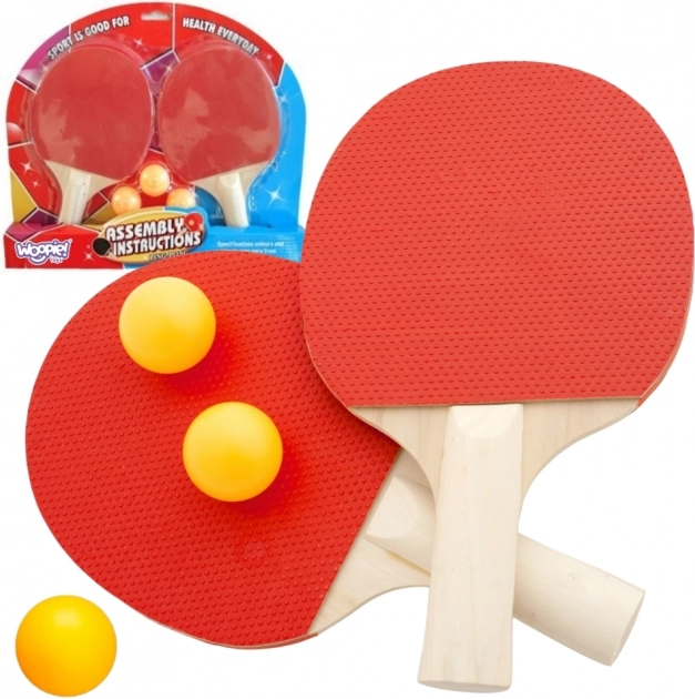Woopie Satz Tischtennisschläger + 3 Bälle