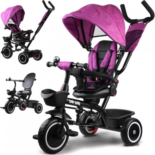 Kinder-Dreirad 3-in-1 mit drehbarem Sitz und Sonnendach TINY BIKE – Rosa