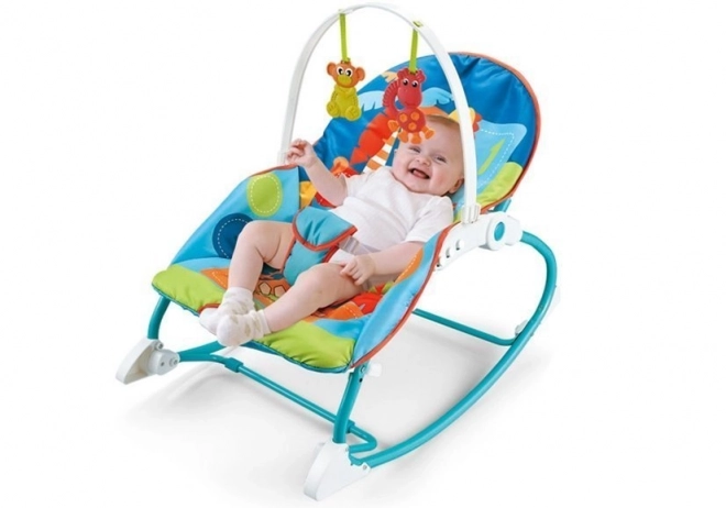 2-in-1 Baby Wippe und Hochstuhl Blau mit Dinosaurier