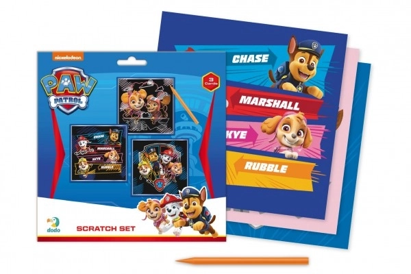 Farbiges Kratzbild 3er-Set Paw Patrol 20x20cm