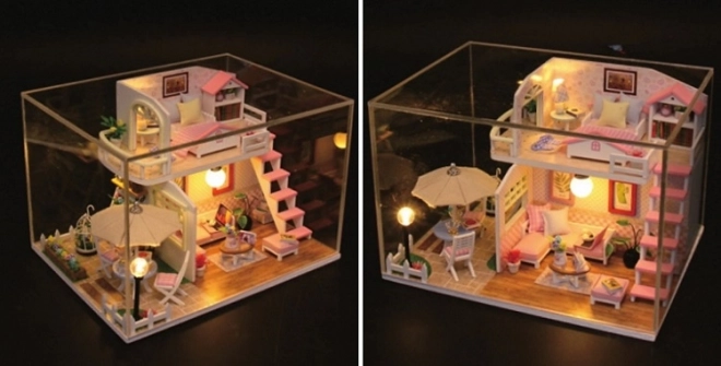 Miniaturer Bausatz Rosa Haus