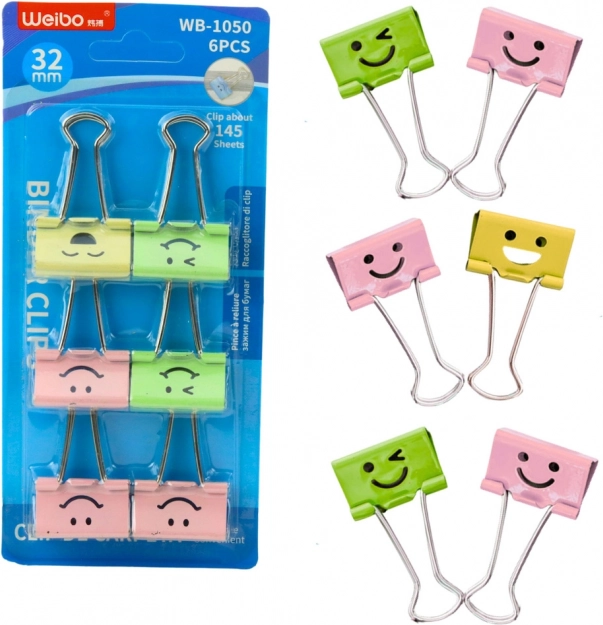 Set mit bunten Büroklammern mit Gesichtern 32 mm