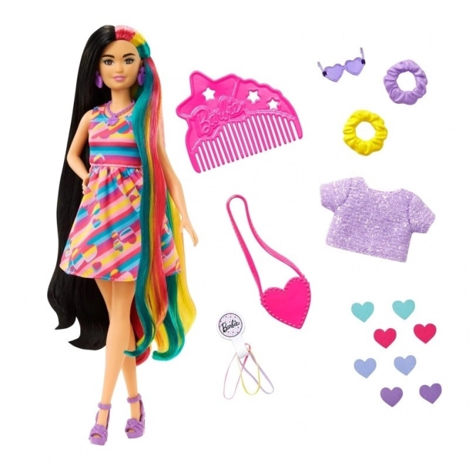 Barbie Totally Hair Puppe mit farbigen Haaren und Herz-Accessoires