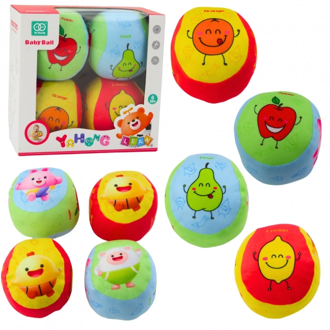 Set aus weichen Bällen für Kinder mit Fruchtmotiven