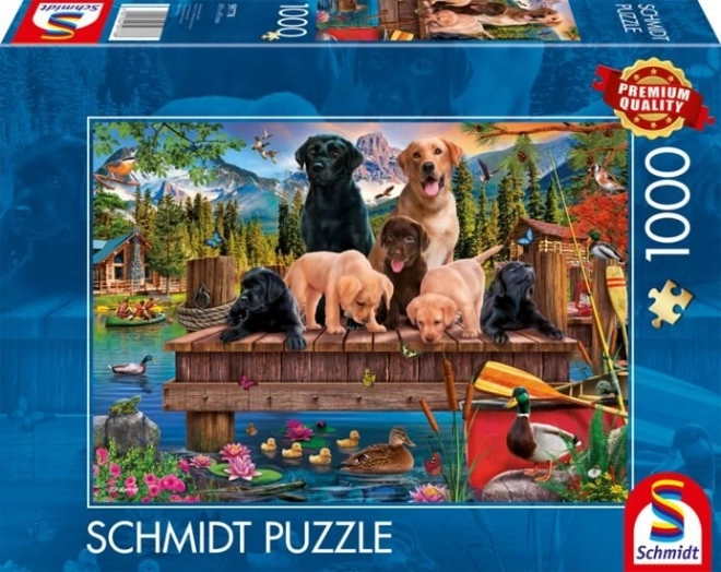 Puzzle Hund Familie am See 1000 Teile