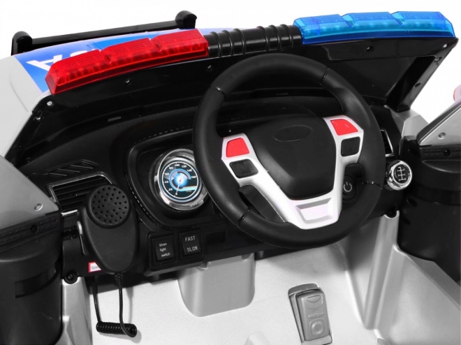 Kinder Polizei SUV Auto mit Batterie + Sirenen + Lichter + Megafon + Fernbedienung + langsamer Start + EVA + Aufkleber