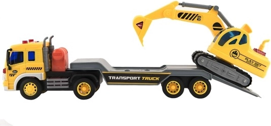 Transport des Baggers auf der Plattform