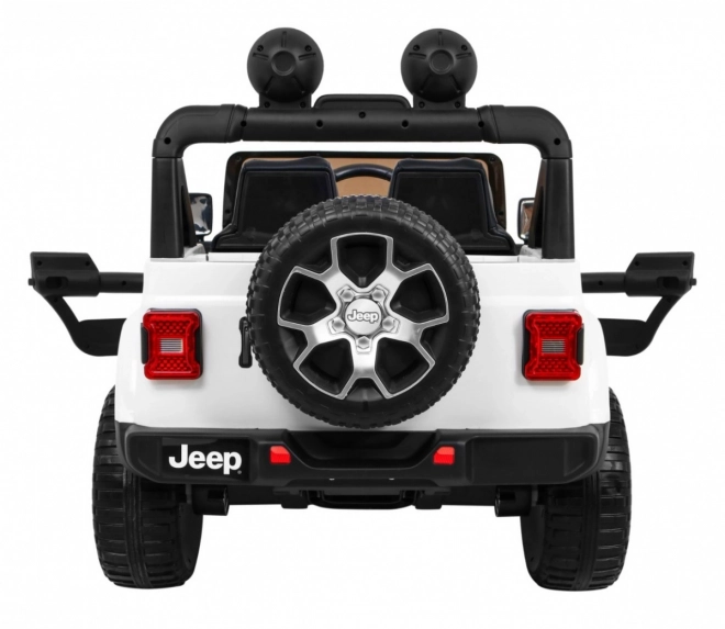 Jeep Wrangler Rubicon Batterie für Kinder Weiß + Fernbedienung + MP3-Radio LED + EVA-Räder