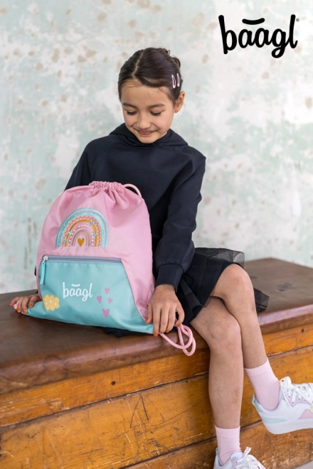 Baagl Tasche mit Fach Rosa Regenbogen
