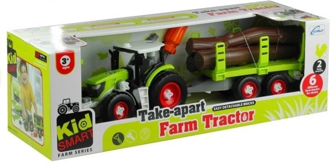 Zerlegbarer Traktor mit Anhänger für Holz