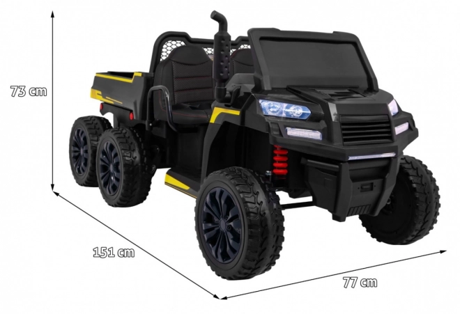 Auto Farmer Truck pro 2 Kinder Schwarz + Allradantrieb 4x4 + Fernbedienung + Kipper + Audio LED