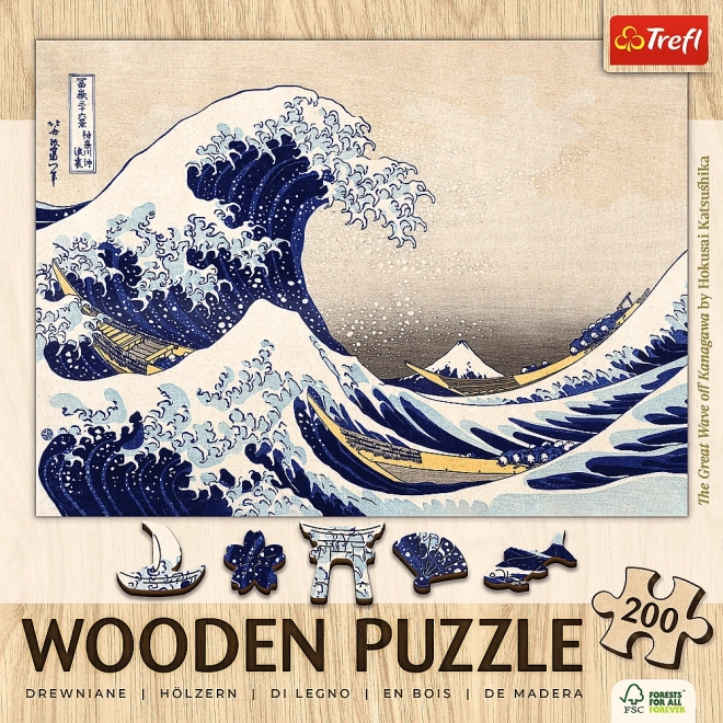 Holzpuzzle: Hokusai - Die große Welle von Kanagawa 200 Teile