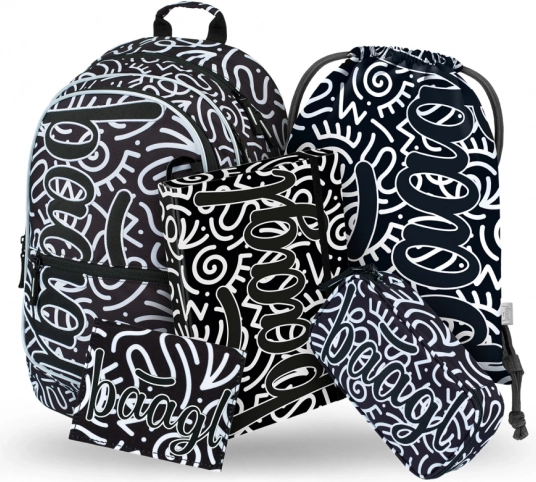 Schulset Baagl Core Element: Rucksack, Federmäppchen, Beutel, Mappen, Geldbörse