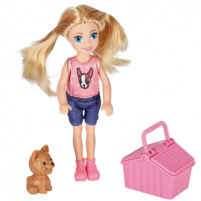 Puppen Cabrio Auto mit Picknickset und Hund - Pink