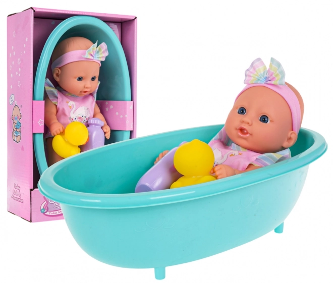 Baby-Puppe mit Badewanne und Zubehör