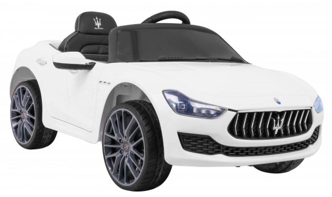 Maserati Ghibli Batterie für Kinder Weiß + Fernbedienung + Langsamer Start + EVA + MP3 USB + LED
