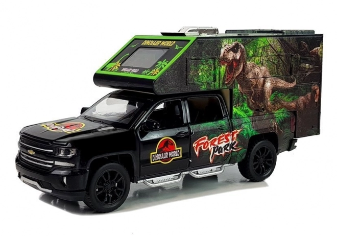 Schwarzer Camper mit Dinosauriern