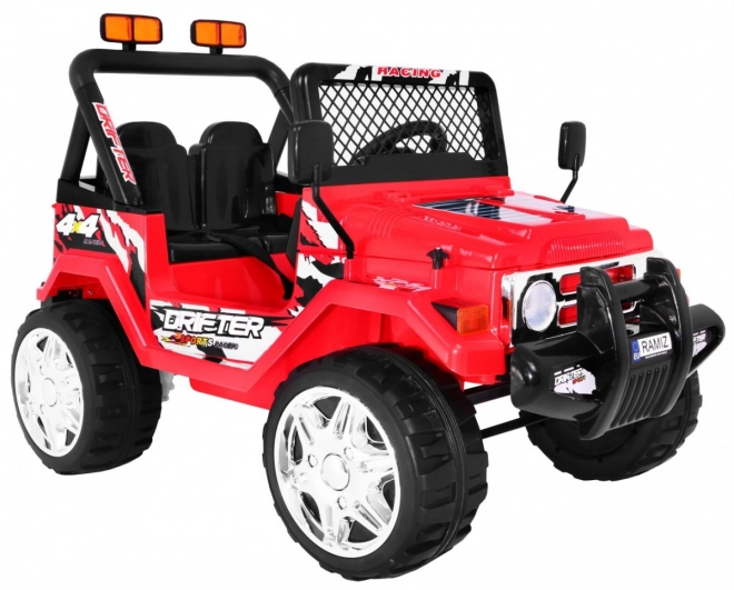GELÄNDE BATTERIEFACH RAPTOR DRIFTER FÜR KINDER ROT + FERNBEDIENUNG + LANGSAMER START + EVA + GERÄUSCHE LICHTER