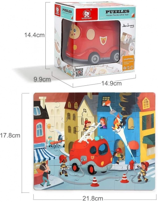 Top Bright Holzpuzzle mit Feuerwehrwagen Spielzeug