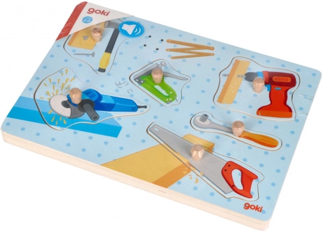 Goki Holzpuzzle mit Geräuschen Werkzeug