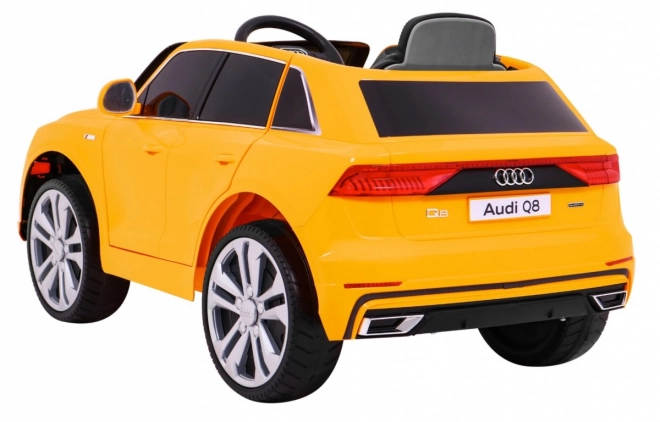 Audi Q8 Kinderwagen Gelb + Fernbedienung + EVA + Langsamer Start + MP3 USB + LED-Leuchte