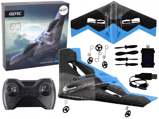 R/C Flugzeug Mit Beleuchtung Blau Schwarz