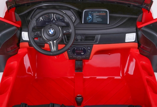 BMW X6M XXL pro 2 Kinder Rot + Fernbedienung + Ökoleder + Sicherheitsgurte + Langsamer Start + MP3 USB + LED-Leuchte
