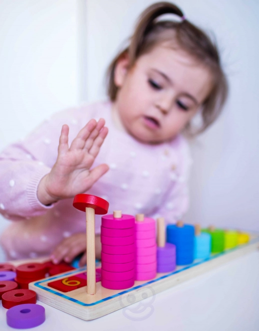 Holzpuzzle Farben und Zahlen lernen Montessori