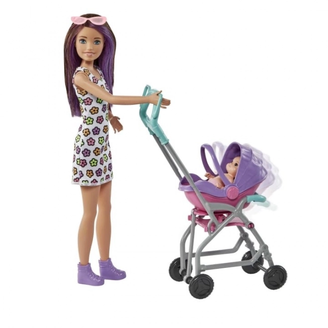 Puppe Barbie Babysitter Skipper Kinderwagen + Set für Baby