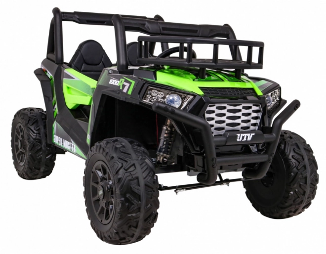 Buggy UTV Offroader für Kinder Grün + Fernbedienung + Gepäckträger + langsamer Start + EVA + MP3 LED