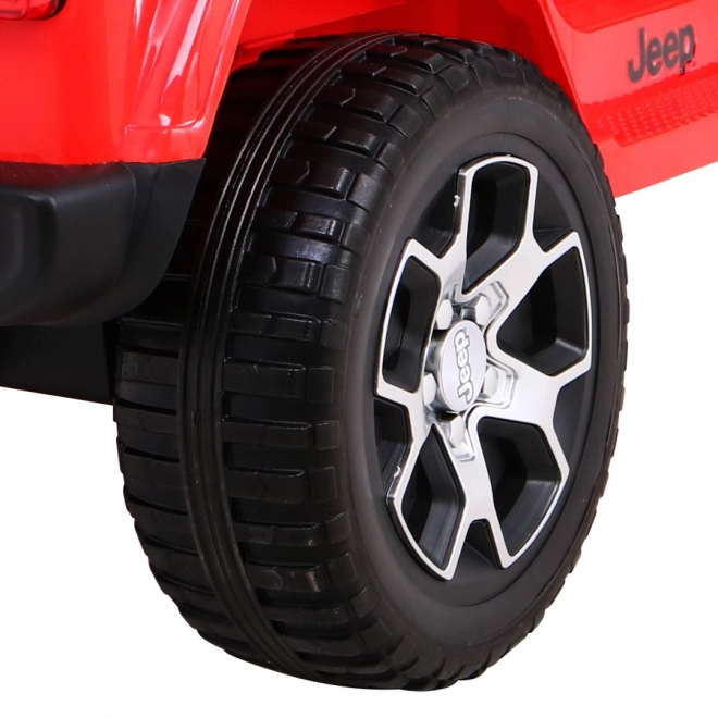 Jeep Wrangler Rubicon Batterie für Kinder Rot + Fernbedienung + MP3 LED Radio + EVA Räder
