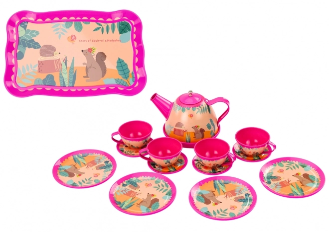 Spielset Tee- und Kaffeeservice Rosa mit Tablett