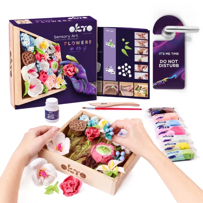 DIY-Kunstsets OKTO ROMANCE mit Blumen und Holzrahmen