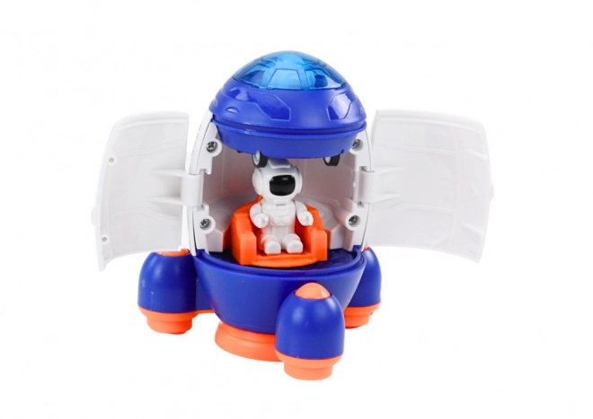 Kleine Weltraumrakete mit Figur und Fahrzeug