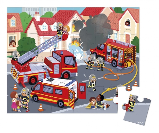 Janod Feuerwehr Puzzle im Koffer