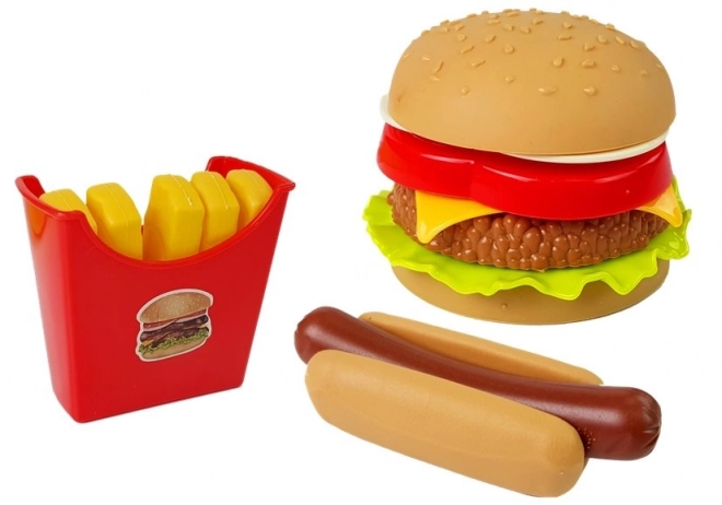 Hamburger Spielset mit Fast Food Artikeln