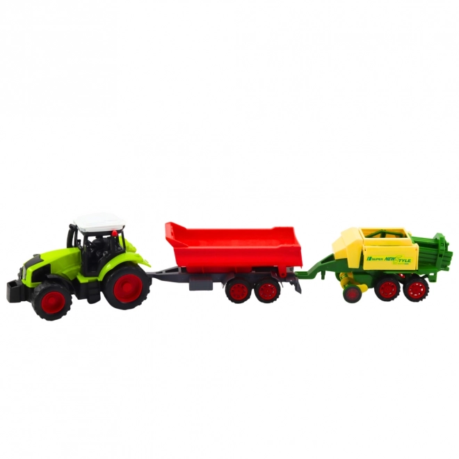 Traktor-Spielset mit Anhänger und Heuballenpresse
