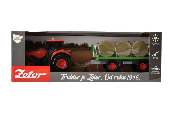 Spielzeug-Traktor Zetor mit Anhänger und Heuballen