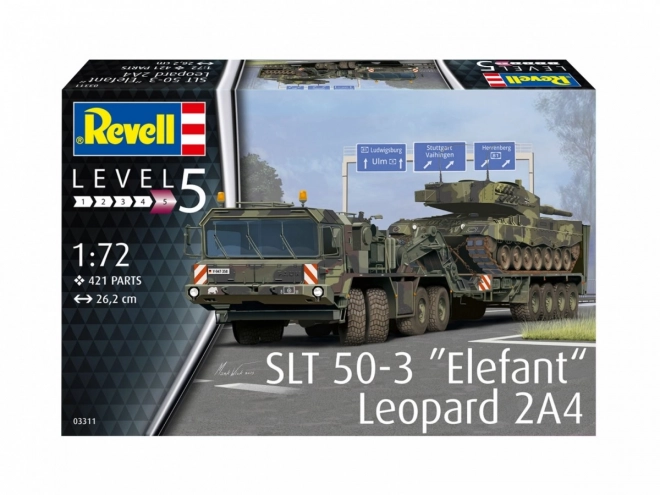 Schwertransporter SLT 50-3 Elefant mit Panzer Leopard 2A4 Modellbausatz